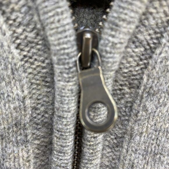 GAP Sweater Men's Large Beige VTG Lambswool Cable Knit Mock Neck 1/4 Zip Preppy - Picture 6 of 16